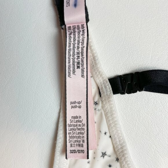 NWOT Victoria's Secret Bra 32D Push-Up White Black Stars B1457 - Picture 7 of 7